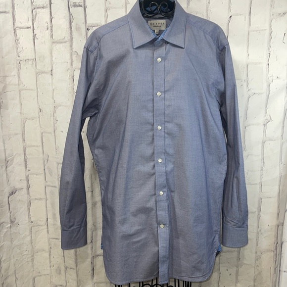 Ted Baker Endurance Long Sleeve Button-Up Shirt Contrasting Flip Cuff and Trim - Picture 1 of 13